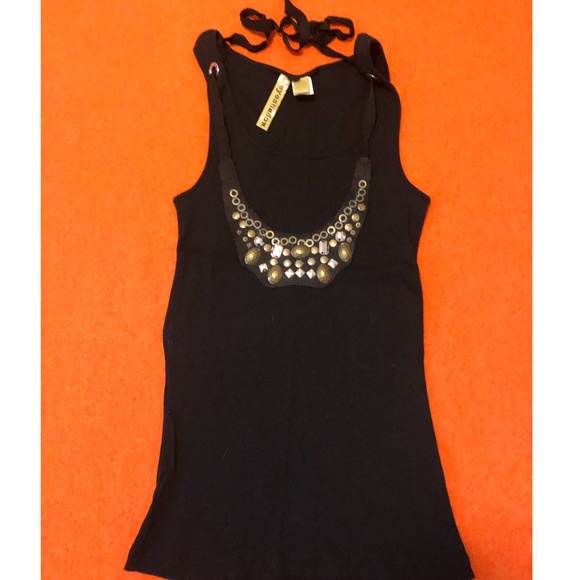 Eyeshadow black tank top removable embellished bib - Picture 8 of 8